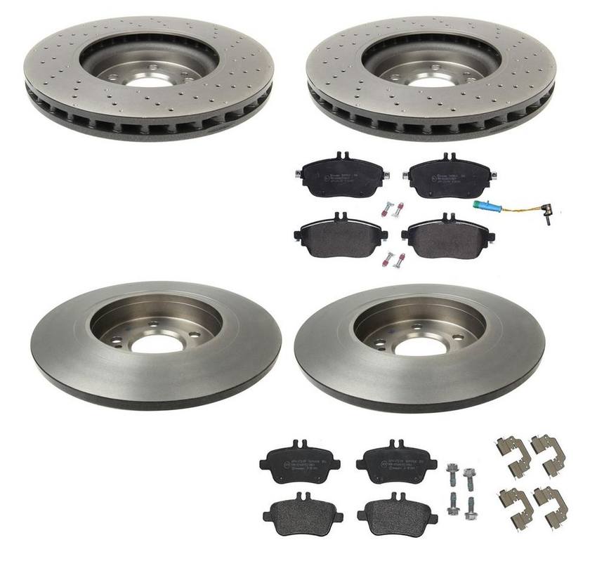 Mercedes Brakes Kit Pads & Rotors Front and Rear (320mm/295mm) (Low